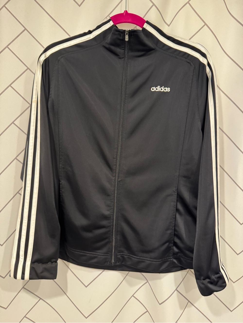 Adidas Women’s Black Track Jacket with White Stripes